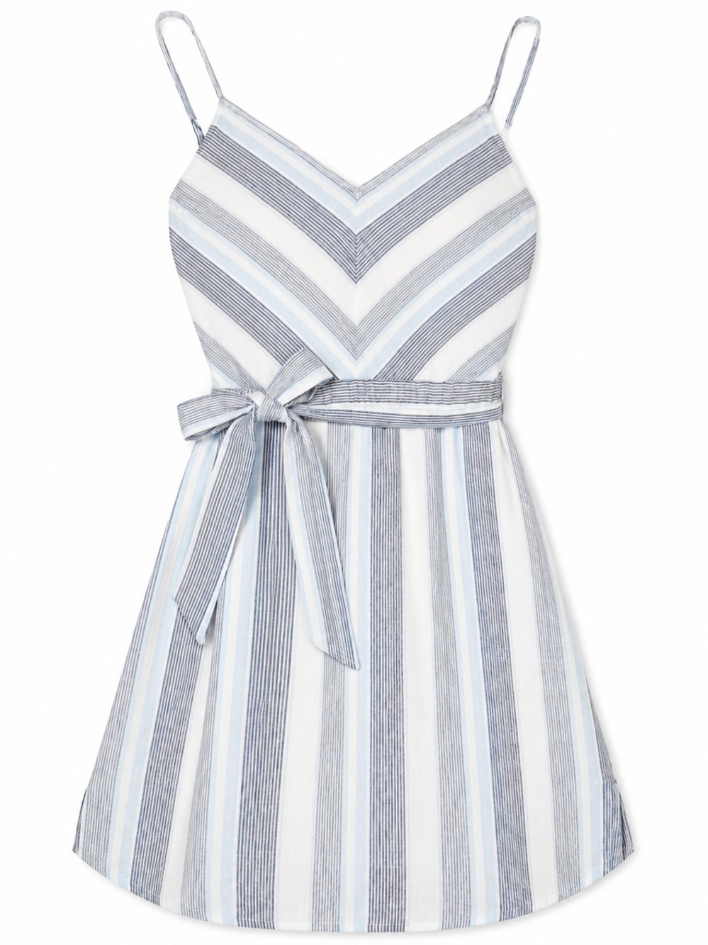 Splendid Striped Linen Blend / Fully Lined/  Sundress in Blue & White